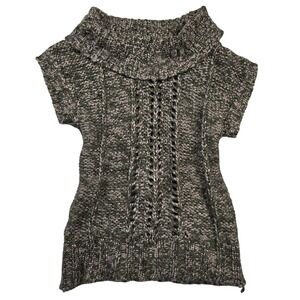 Mudd Womens Large Olive Green Marled Short Sleeve Y2k Cable Knit Sweater 2000s